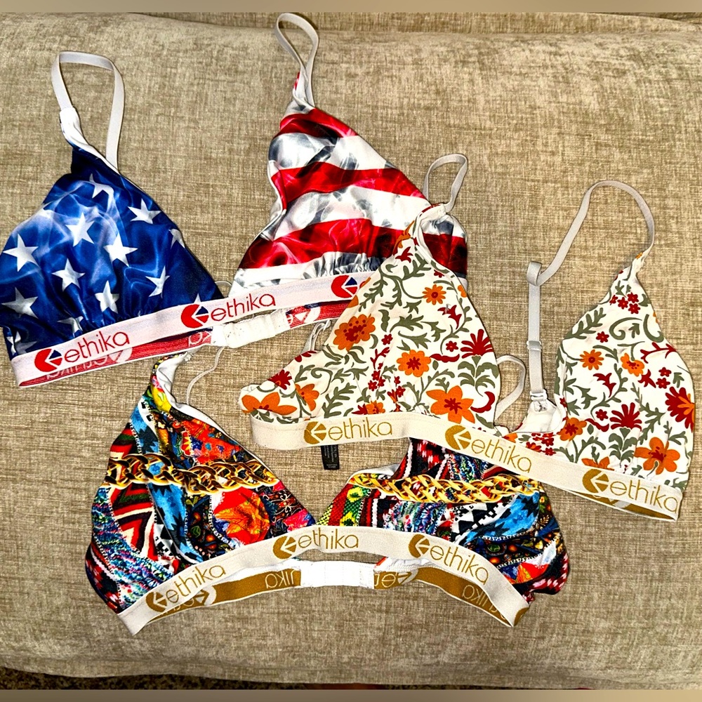 SET OF 3!! Ethika Women's Bralette Collection - Stars, Stripes, and Floral